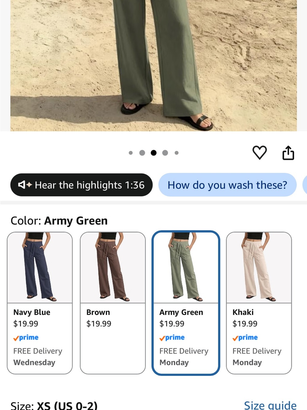 Wide-Leg Pants in Army Green